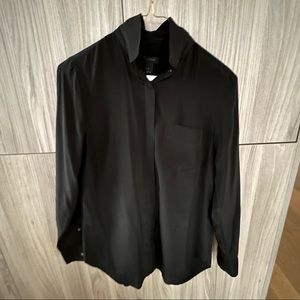 Black silk blouse.